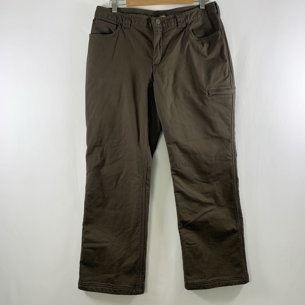 Duluth Womens Flannel Lined Firehose Canvas Pants 12 x 29 Brown Work Outdoors